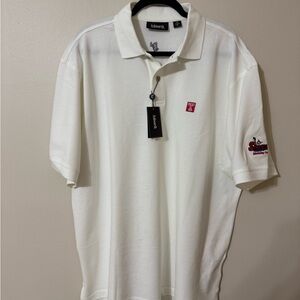 Ashworth Cream Polo Shirt with Red Logo